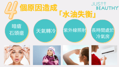 JUSTT BEAUTHY 唯美健康 Water and Oil Balance 水油平衡 - 為什麼會造成皮膚水油不平衡 2